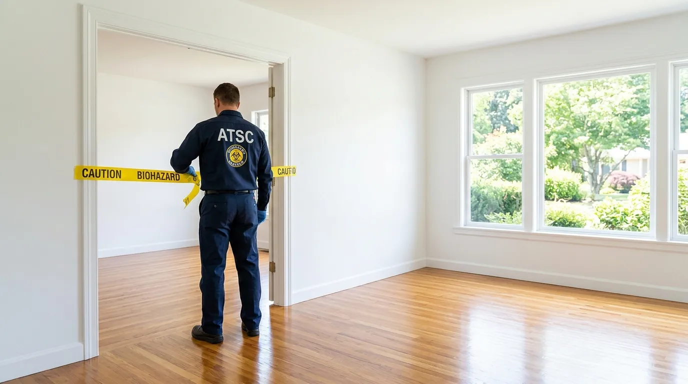 Certified biohazard cleanup crew performing Trauma Scene Cleanup in Marlton